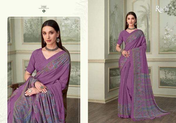 Crepe Silk Printed Lightweight Daily Wear Saree with Matching Blouse Available At Royal Export Silk Sarees Wholesale