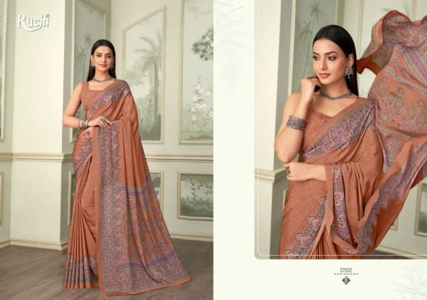 Crepe Silk Printed Lightweight Daily Wear Saree with Matching Blouse Available At Royal Export Silk Sarees Wholesale
