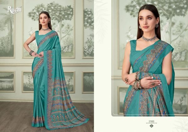 Crepe Silk Printed Lightweight Daily Wear Saree with Matching Blouse Available At Royal Export Silk Sarees Wholesale