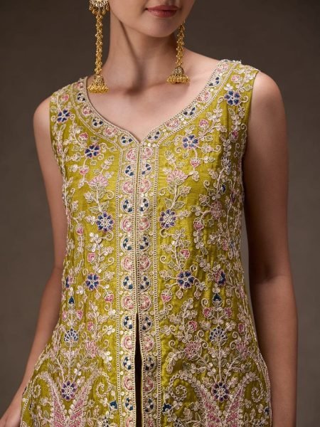 Customer Favorite Viscose Chinon Designer Kurti Set With Silk Dupatta Ready To Wear Collection