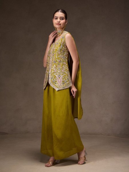 Customer Favorite Viscose Chinon Designer Kurti Set With Silk Dupatta Ready To Wear Collection