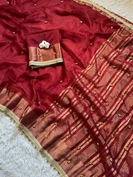 Customizable Brown Designer Tissue Silk Saree with Real Ghungroo Work on Pallu Silk Sarees Wholesale