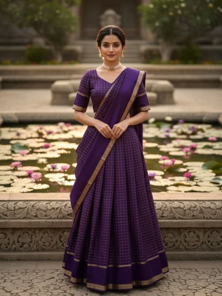 Customizable Purple Fashionable Lehenga with Checks Design and Rich Look  Lehenga