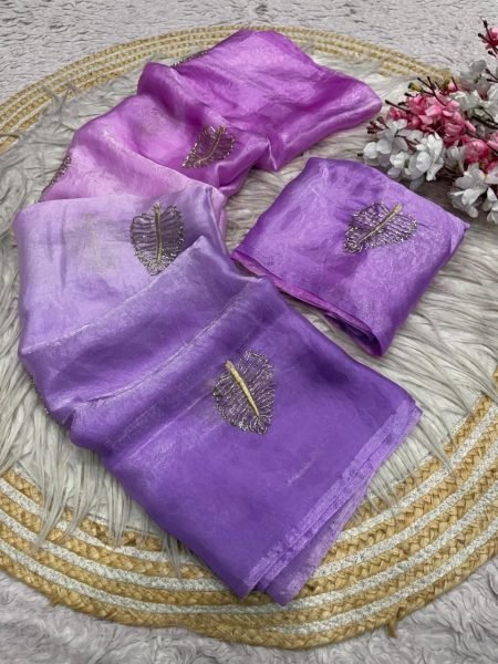 Customizable Purple Share Space Silk Saree with Semi Beads Work at Manufacturer  Bollywood Fancy Sarees Wholesale