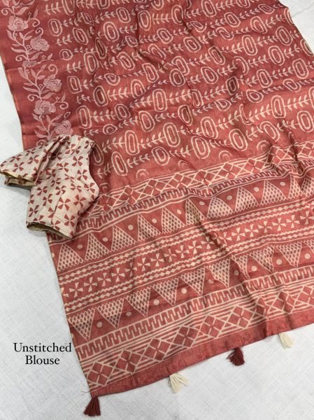Customizable Rust Erode Silk Saree with Thread Embroidery and Zari Weaving at Wholesale Rate Silk Sarees Wholesale