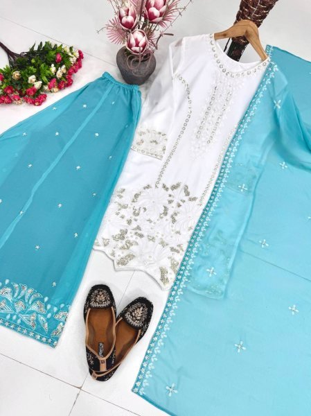 Customizable Sky Blue Faux Georgette Suit Collection at Manufacturer Price Ready To Wear Collection
