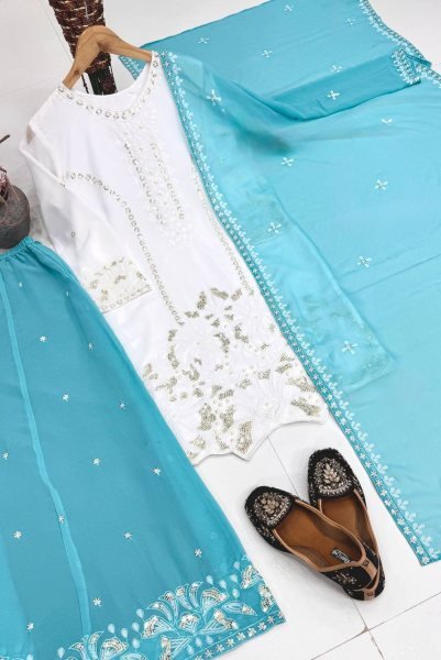 Customizable Sky Blue Faux Georgette Suit Collection at Manufacturer Price Ready To Wear Collection