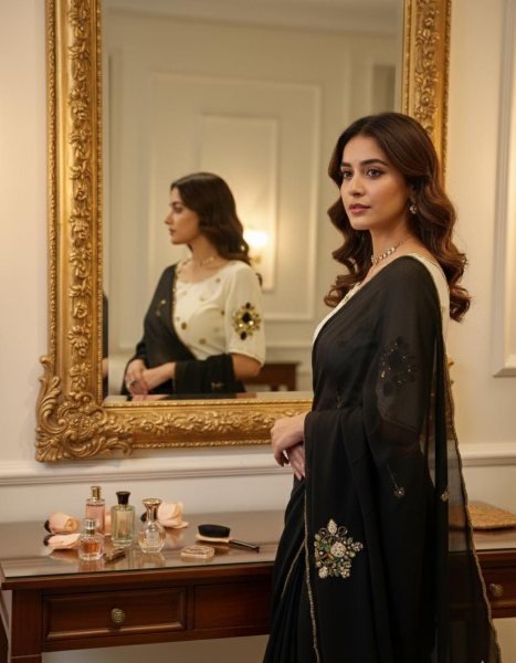 Dapper Black White Elegant Party Wear Saree for Wedding and Reception Wear Georgette Sarees Wholesale
