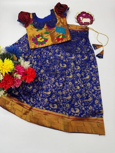 Dapper Blue Kids Lehenga Set with Zari Work for Party and Wedding Functions Girls Wear