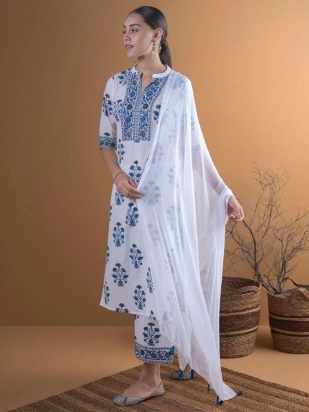 Dapper Blue Lightweight Summer Kurti Set for Women with Dupatta Kurtis