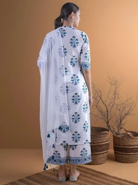 Dapper Blue Lightweight Summer Kurti Set for Women with Dupatta Cotton Kurtis Wholesale