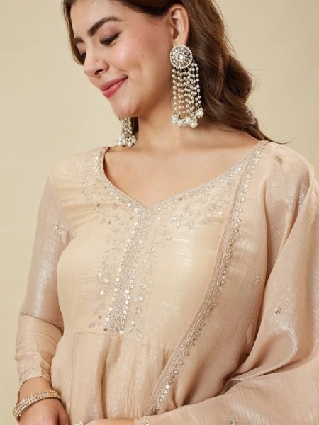 Dapper Cream Gota Patti Sharara Set with Heavy Embroidery Dupatta at Wholesale Rate Ready To Wear Collection