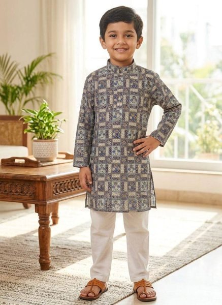 Dapper Grey Designer Kids Kurta with Rayon Cotton Pyjama at Bulk Rate Boys Wear