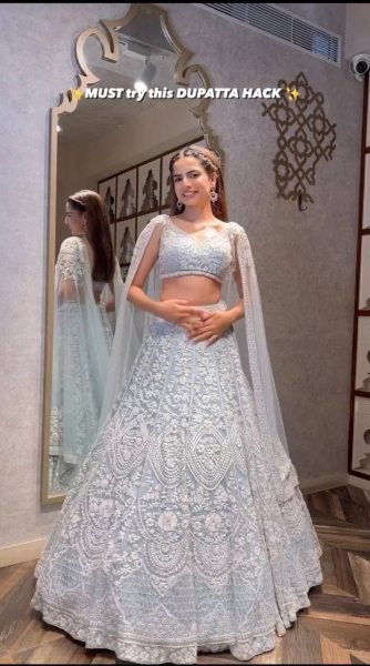 Dapper Grey Net Lehenga Choli with Embroidered Blouse and Matching Dupatta Designer Lehenga Choli