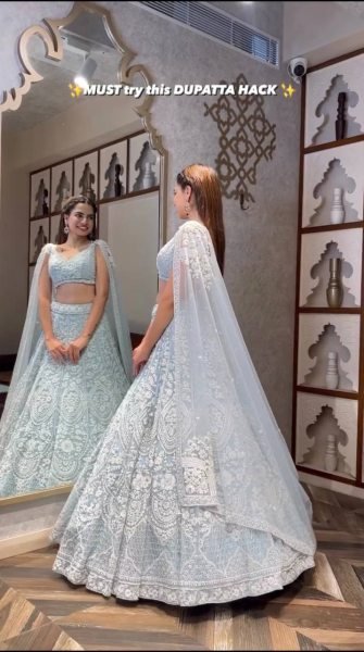 Dapper Grey Net Lehenga Choli with Embroidered Blouse and Matching Dupatta Designer Lehenga Choli