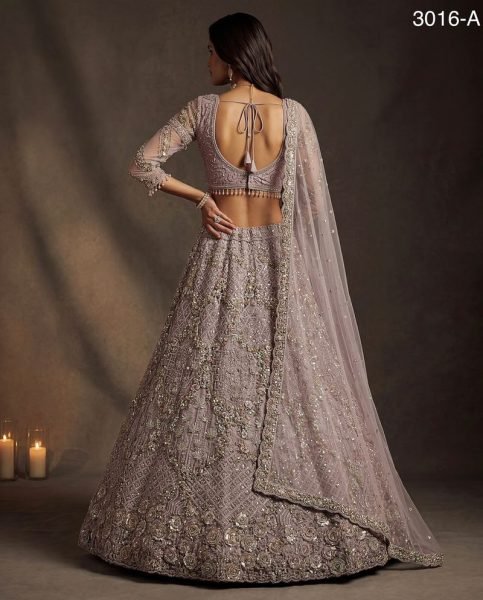 Dapper Lavender Heavily Embroidered Soft Net Lehenga Choli with Glitter Dori Work Bridal Lehenga Choli