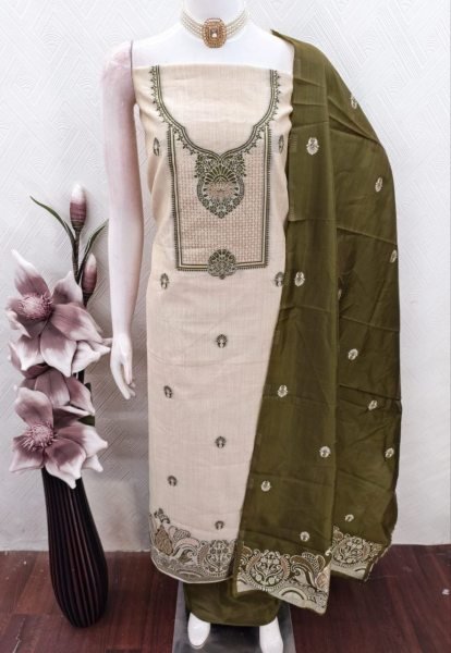 Dapper Mahendi Green Premium Ethnic Wear Suit for Festive and Casual Wear Color Set Matching Dress Material Wholesale