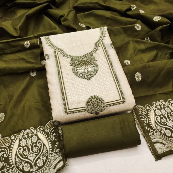 Dapper Mahendi Green Premium Ethnic Wear Suit for Festive and Casual Wear Color Set Matching Dress Material Wholesale