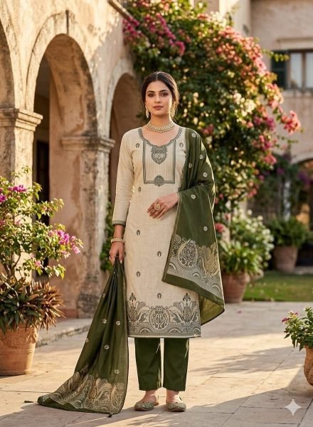 Dapper Mahendi Green Premium Ethnic Wear Suit for Festive and Casual Wear Color Set Matching Dress Material Wholesale