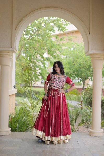 Dapper Maroon Designer Navratri Lehenga Choli with Gamthi Embroidery at Wholesale Rate Navratri Lehnega Choli