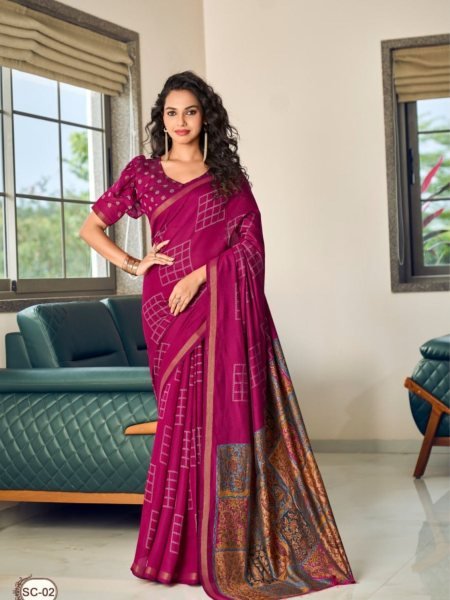 Dapper Maroon Stylish Cotton Silk Saree with Soft Fabric for Comfort Wear Sarees 