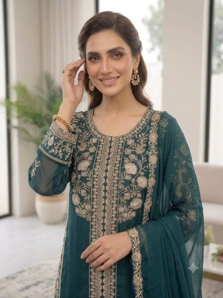 Dapper Navy Blue Roman Top Plazzo Set With Embroidery Work For Online Buyer  Ready To Wear Collection