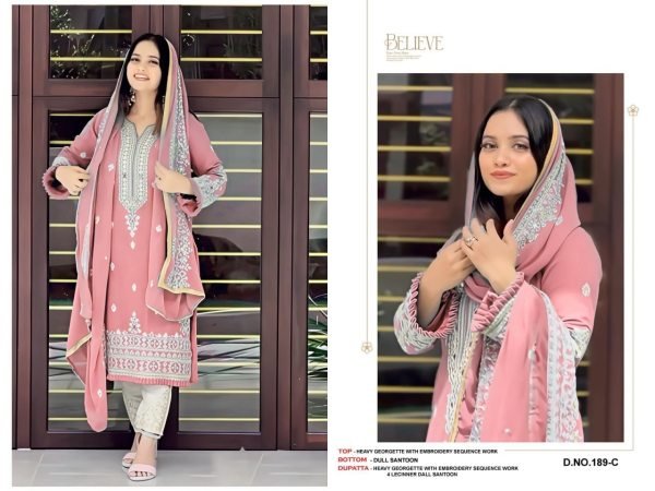 Dapper Pink Ready-to-Wear Fox Georgette Suit Set with Diamond Work Pakistani Suits Wholesale