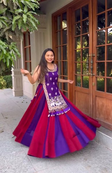 Dapper Purple Pink  Vichitra Silk Lehenga Choli with Embroidered Shrug for Festive Wear Navratri Lehnega Choli