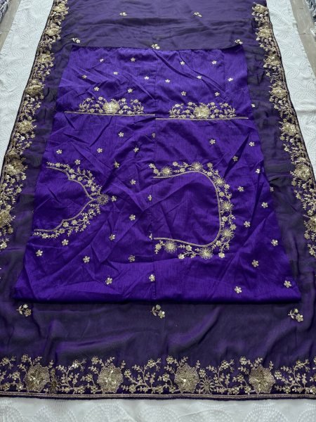 Dapper Purple Rangoli Silk Wedding Saree with Embroidered Butti and Cutwork Border Silk Sarees Wholesale