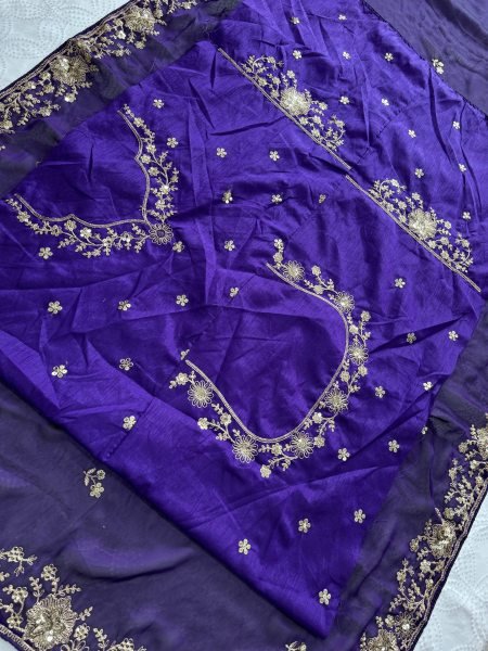 Dapper Purple Rangoli Silk Wedding Saree with Embroidered Butti and Cutwork Border Silk Sarees Wholesale