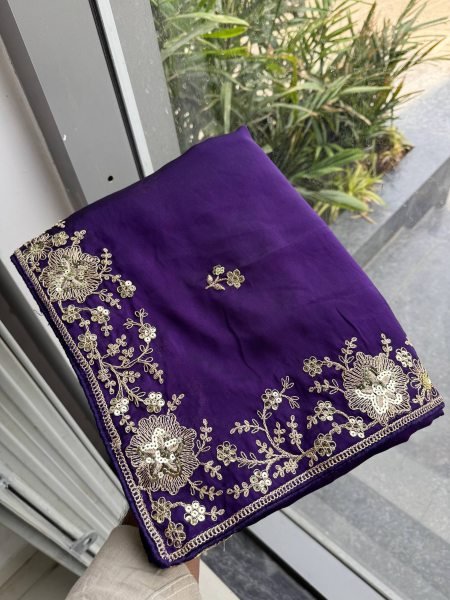 Dapper Purple Rangoli Silk Wedding Saree with Embroidered Butti and Cutwork Border Silk Sarees Wholesale