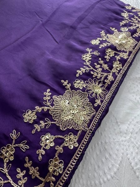 Dapper Purple Rangoli Silk Wedding Saree with Embroidered Butti and Cutwork Border Silk Sarees Wholesale