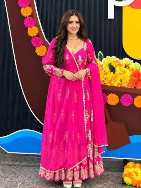 Dapper Rani Pink Designer Heavy Georgette Gown with Sequin Embroidery at Wholesale Rate Ready To Wear Suit