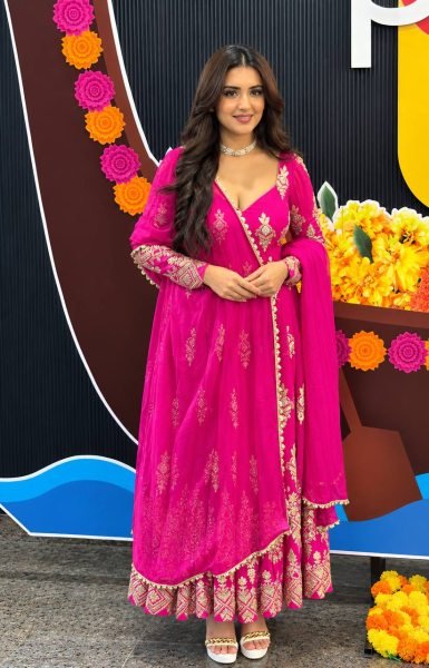 Dapper Rani Pink Designer Heavy Georgette Gown with Sequin Embroidery at Wholesale Rate Ready To Wear Collection