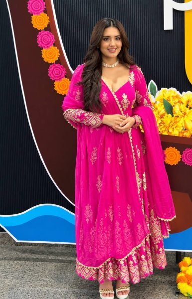 Dapper Rani Pink Designer Heavy Georgette Gown with Sequin Embroidery at Wholesale Rate Ready To Wear Collection