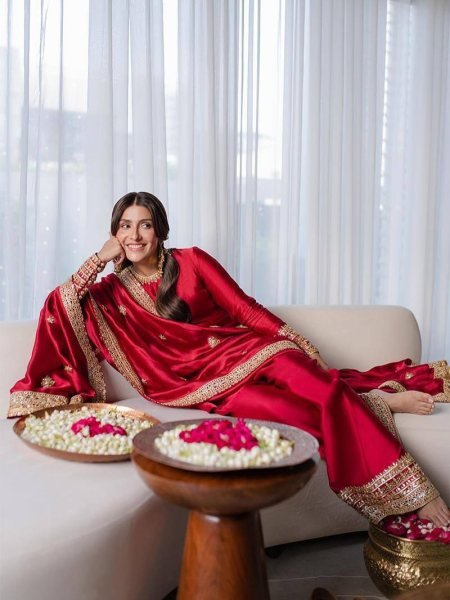Dapper Red Rangoli Silk Kurti Palazzo Set with Sequin and Zari Work at Manufacturer  Ready To Wear Collection
