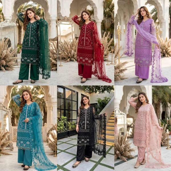 Dapper Red Soft Net Palazzo Suit with Chinese Sequence and Pearl Hand Work Ready To Wear Collection
