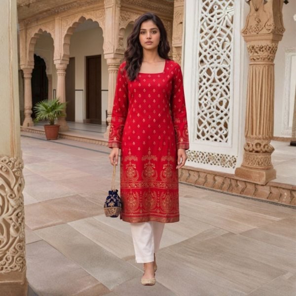Dapper Red Stylish Rayon Kurti Collection for Office and Casual Wear Printed Kurtis