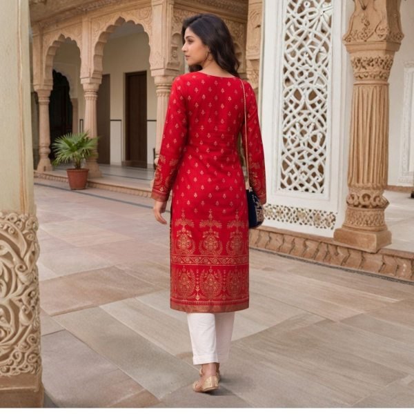 Dapper Red Stylish Rayon Kurti Collection for Office and Casual Wear Printed Kurtis