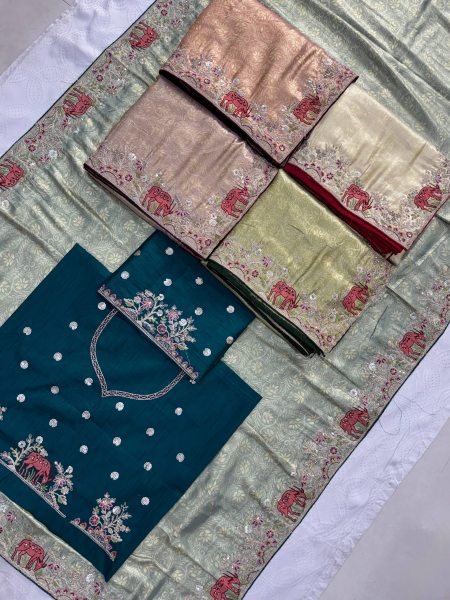 Dapper Rose Pink Bridal Kanjivaram Silk Saree with Sequins Embroidery Work Silk Sarees Wholesale
