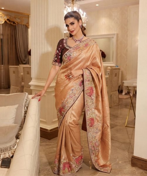 Dapper Rose Pink Bridal Kanjivaram Silk Saree with Sequins Embroidery Work Silk Sarees Wholesale