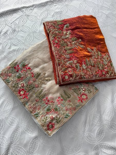 Dapper White Boutique Style Fendy Satin Silk Saree with Heavy Embroidery Work Silk Sarees Wholesale