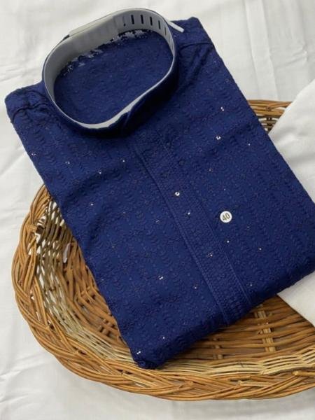 Dark Blue Color Men’s Traditional Heavy Rayon Kurta with Cotton Pajama Set At Best Rates Mens Wear