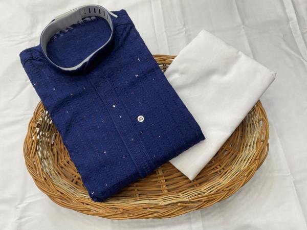 Dark Blue Color Men’s Traditional Heavy Rayon Kurta with Cotton Pajama Set At Best Rates Kurta Pajama Wholesale