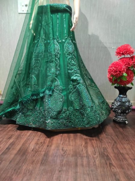 Dark Green Semi Stitched Lehenga Collection at Manufacturer Price for Boutique Buyers Bollywood Lehenga Choli