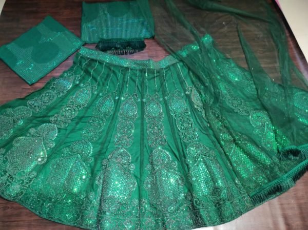 Dark Green Semi Stitched Lehenga Collection at Manufacturer Price for Boutique Buyers Bollywood Lehenga Choli