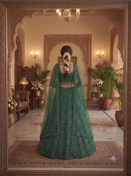 Dark Green Semi Stitched Lehenga Collection at Manufacturer Price for Boutique Buyers Bollywood Lehenga Choli
