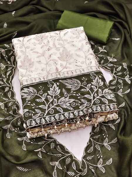 Dark Green Vichitra Silk Partywear Suit Multi Work and Dupatta at Manufacturer Price Dress Material 