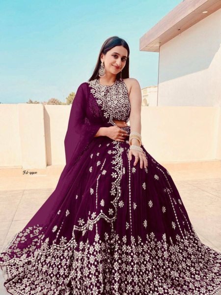 Dark Multicolor Georgette Lehenga Choli with Heavy Sequins Work Designer Party Wear  Lehenga