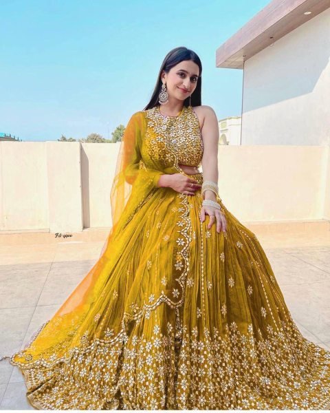 Dark Multicolor Georgette Lehenga Choli with Heavy Sequins Work Designer Party Wear Designer Lehenga Choli
